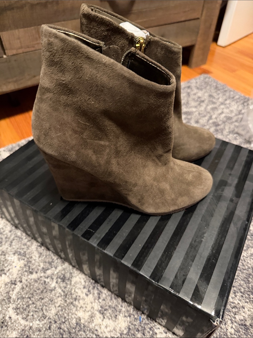 Women's Suede Wedge Ankle Boots - Taupe